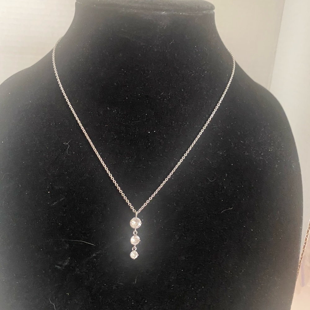 💍💎 SALE Nine West Daphane  CZ Rhinestone Silver Necklace